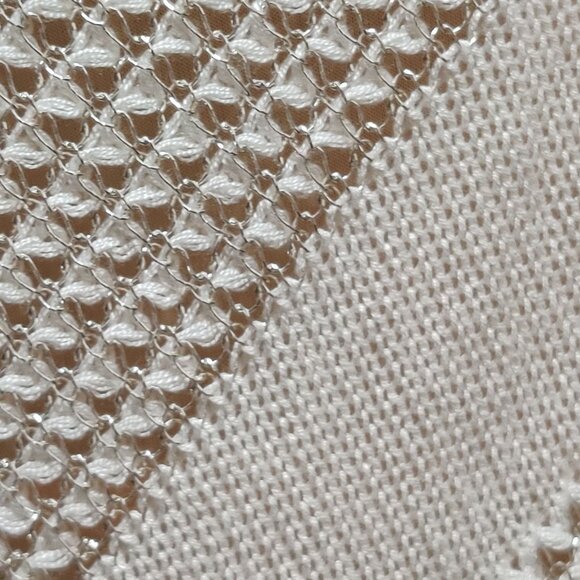 Belldini S M Ivory Metallic Knit Asymmetrical Poncho Sweater Cowl Neck Pullover - Picture 10 of 11